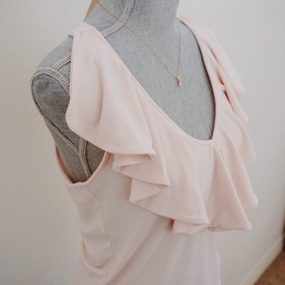 Chic Baby Pink Ruffled Tank Top